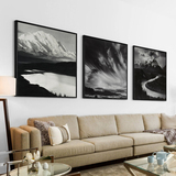 现代简约黑白风光摄影装饰画客厅沙发布艺方形壁挂画美国国家公园