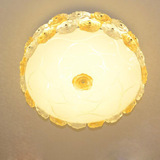 LED变光田园花朵吸顶灯卧室灯书房灯圆形温馨艺术水晶玻璃吸顶灯