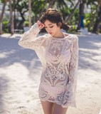 日韩款休闲镂空蕾丝针织沙滩罩衫罩衣防晒衫网衫女比基尼泳衣外套