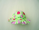 出口欧美品牌外贸原单绿底草莓女童太阳帽童盆帽童遮阳帽婴儿帽春