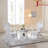 白色简约真藤椅子茶几三件套五件套欧式室内休闲阳台藤编桌椅组合