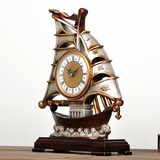 丽盛复古美欧式座钟装饰台钟一帆风顺古船钟表仿古客厅大时钟摆件