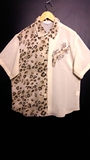 日本原创品牌 文艺复古猎豹手工刺绣豹纹印花桑蚕丝男女短袖衬衫