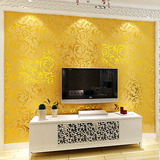 简约欧式金箔壁纸客厅卧室影视沙发电视背景墙奢华3d立体金色墙纸