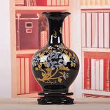 特价景德镇陶瓷器 黑牡丹花瓶 现代时尚家居摆件装饰品工艺品摆设