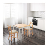 宜家代购正品LERHAMN小方桌餐桌小木桌子小户型简约北欧餐桌椅