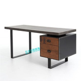 美式复古实木电脑桌创意loft书桌带抽屉书桌北欧个性办公桌老板桌