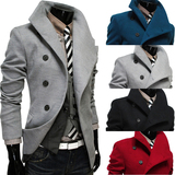 外贸原单秋冬季新款今年最流行的男装修身二战德国军呢大衣外套潮