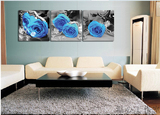 现代家居水晶无框画装饰画客厅挂画壁画墙画三联画沙发卧室蓝玫瑰