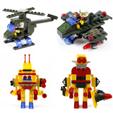 小颗粒积木拼插拼装玩具 7-10岁儿童男孩拼装玩具飞机积木机器人