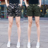2016夏季韩版迷彩短裤女多口袋休闲裤女运动军迷宽松显瘦直筒裤