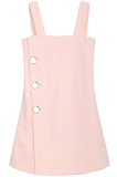 XPENSIVE SHOP 定制水晶纽扣装饰 甜美嫩粉色背带围裹式连衣裙