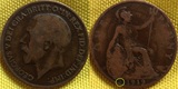世界钱币之英国1919乔治五世H版青铜大直径1便士XF好品书中15美金