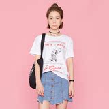 LOVEHEYNEW2016夏季新款韩国欧美复古趣味印花圆领短袖百搭T恤女