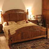 美式乡村家具 实木橡木双人床1.8 欧式儿童床公主女孩 定制