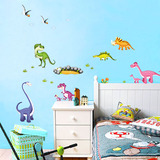 三合可移除环保墙贴 儿童房间装饰贴画 恐龙家族