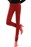 外贸NEXT原单女装休闲裤 糖果色修身小脚铅笔裤女长裤 红色