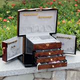 欧式实木贴花首饰盒木质钢琴烤漆大容量带锁结婚生日教师节礼物