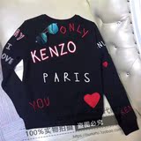 法国代购kenzo虎头长袖卫衣2016秋冬新款女款纯棉圆领刺绣