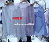 韩国东大门正品女装代购 2016春夏SUNDER MARKET条纹翻领百搭衬衫
