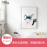 仟象映画 慵懒猫咪现代简约玄关竖版装饰画过道壁画餐厅卧室挂画