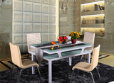 双层钢化玻璃餐桌 现代简约餐桌 餐桌 组合 椅 特价包邮餐桌
