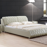 新款皮床 真皮床双人床1.8米 皮艺软床现代简约品牌婚床 送货安装