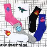 韩国ulzzang原宿风篮球袜足球棒球火焰袜子手枪运动中高筒棉男女