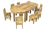 原木八人组合桌木制桌写字桌学习桌幼儿园桌儿童桌宝宝桌椅