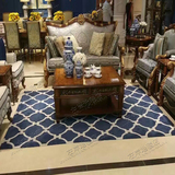 时尚蓝色欧式美式格子宜家地毯沙发茶几客厅卧室床边书房手工地毯