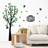 树和窗户小鸟墙贴梦想树电视墙卧室客厅沙发背景墙一棵树一扇窗