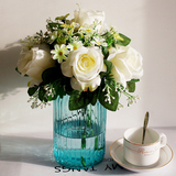 小清新地中海风玻璃花瓶玫瑰绣球花艺套装酒店客厅餐桌茶几装饰品