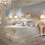 欧式法式床雕花布艺床 奢华桦木床 新款公主婚床1.8 2米彩绘大床
