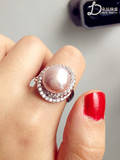 批发925纯银天然珍珠镶钻戒指珠宝可调节11-12mm正品包邮特价戒指