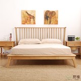 橡木床1.8/1.5米双人床 简约现代全实木床美式乡村原木床卧室家具