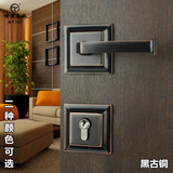 泰好铜锁 简约欧美式门锁室内仿古黑色门锁纯铜分体门锁MME1212-1