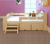特价实木床带抽屉单人床儿童婴儿床小床松木公主护栏多功能木质床