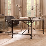 美式铁艺复古原木桌子创意写字台长双人书桌电脑桌实木移动书画桌