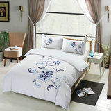 床上四件套纯棉1.5m床古典全棉床单被套刺绣床笠式1.8双人2.0绣花