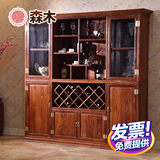 红木双层红酒柜实木新中式刺猬紫檀非洲花梨木展柜隔厅间厅柜家具