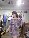 韩国2016夏装新款碎花裙一字领印花连衣裙女包臀鱼尾裙显瘦短裙子