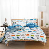 定做床上四件套全棉斜纹被套床单床笠枕套海底世界 海洋鲸鱼AB版