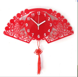 包邮现代简约艺术时钟时尚客厅静音挂钟创意石英钟卧室扇形钟表