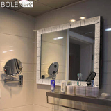 宜家浴室镜镜子装饰镜欧式田园镜卫生间镜子壁挂米黑色边框高清