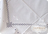 欧式手工刺绣框格绣花棉布艺桌布,台布,白色蓝色两款入,外贸原单