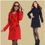 韩国代购2013新款韩版秋冬装呢大衣修身中长款毛领妮子毛呢外套女