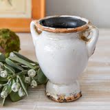 O2 白色陶瓷装饰花瓶手工艺术插花瓶古典古朴特色做旧工艺