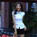 2015夏季新款简约时尚短袖衬衣女修身显瘦气质休闲职业装白色衬衫