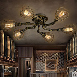 loft美式工业风复古创意客厅卧室服装店网吧酒吧水管铁艺吸顶灯具