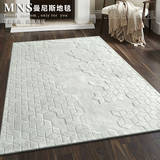 北欧美简约现代宜家羊毛卧室客厅沙发抽象几何线条立体银灰色地毯